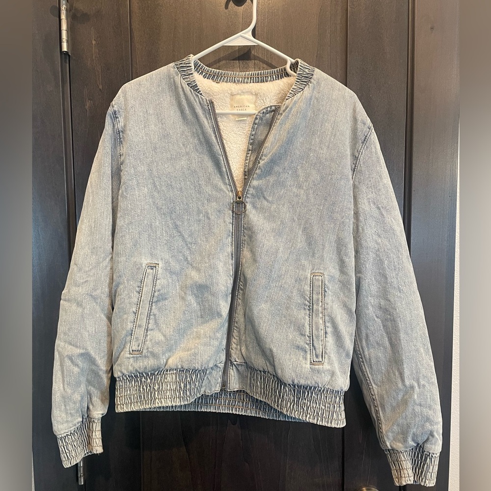 American Eagle fleeced-lined jean bomber jacket